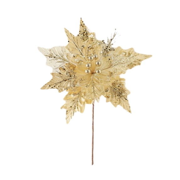 Plug-in Glitter Christmas Flowers Large Magnolia Artificial Floral Ornaments,12in Flower for Christmas Tree Decoration Wreath Decor Wedding Centerpiece