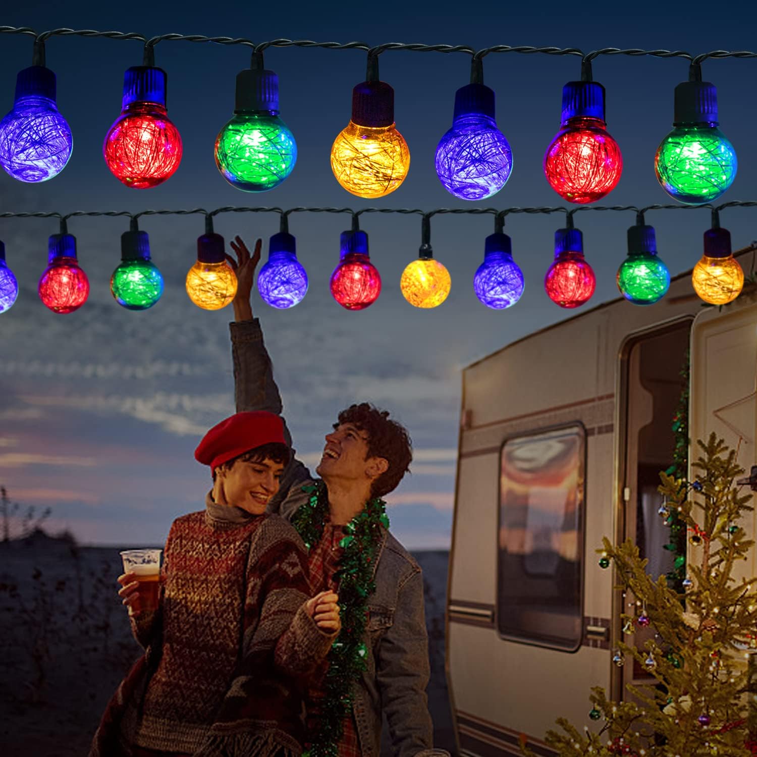 Plugin Globe String Lights 18ft, 25 LED Lights Holiday, Garden Wedding, Home Party