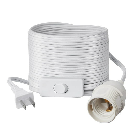 Plug-in Hanging Lamp Cord 16ft, 2 Pack with E26 Light Socket & On/Off Switch - Durable, Secure Replacement Kit for Lanterns and Pendants