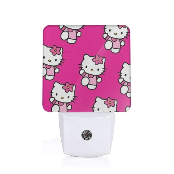Plug-in LED Night Light Lamp Rose Red Hello Kitty with Dusk to Dawn Sensor for Bedroom, Bathroom, Hallway, Stairways, 0.5W