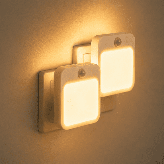 Plug-in Motion Sensor LED Night Light, 2-Pack, Adjustable Brightness 30LM/60LM, 3000K, Auto On/Off with 3 Modes, for Bathroom Bedroom Kitchen Hallway Stairs