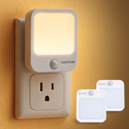 Plug-in Motion Sensor Lights with Adjustable Brightness, Warm White Motion Activated Led Night Light for Bedroom, Bathroom, Stairs, Hallway, Living Room, 2 Pack$$Tools & Hardware Other