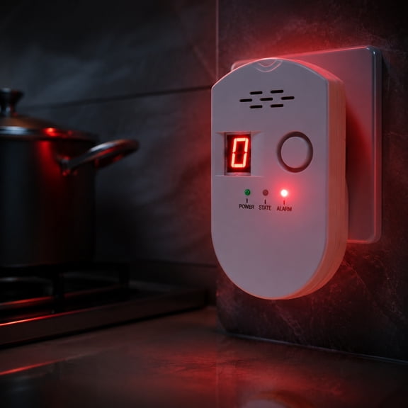 Plug-in Natural Gas Detector Alarm, Digital LCD Display, High Sensitivity Propane Methane Gas Monitor with Visual Alarm for Home Kitchen Garage