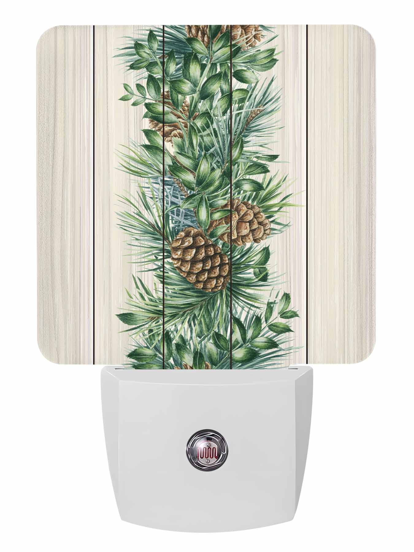 Rustic Plug Plug-in Night Light,Farmhouse Pine Needle Pinecone Wall LED Lamp with ...