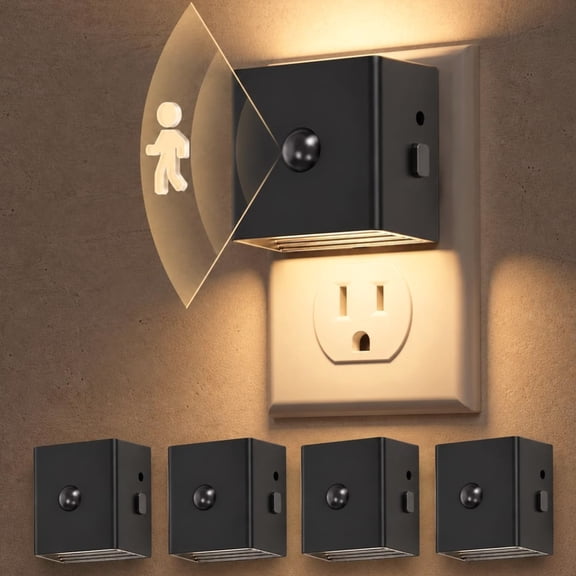 Plug in Night Light with Motion Sensor and Dusk to Dawn 4 Pack, Soft White