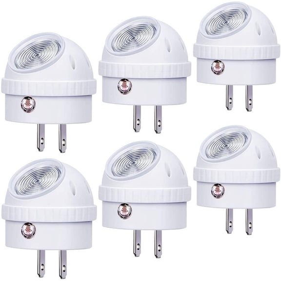 Plug-in Night Lights, Warm White LED Nightlight, 360 Rotation, Dusk to Dawn Sensor, Kids, Adult, Bedroom, Hallway, Bathroom,Kitchen, Stairways, Corridor, 6 Pack