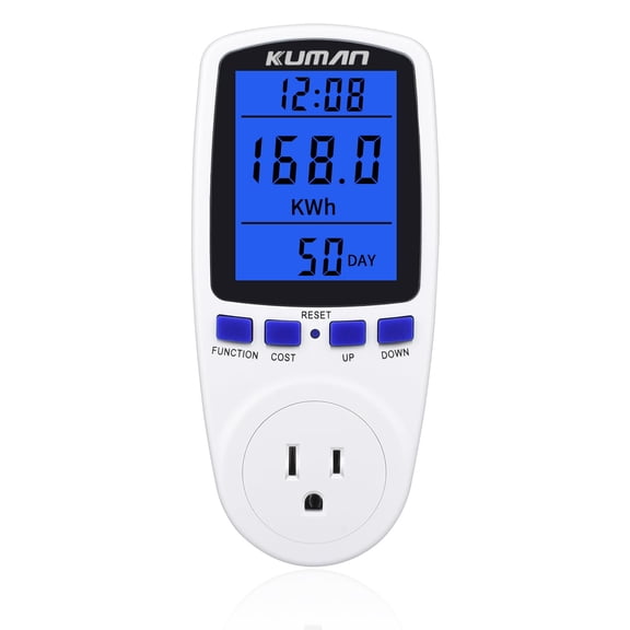 Plug-in Power Meter with Overload Protection, Voltage Amps Watt Monitor 1800W