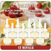Plug-in Refills Air Freshener Refills, 12 Count, Black Cherry Raspberry Citrus Melon Cucumber Scents for Home, Compatible with Air Wick Glade