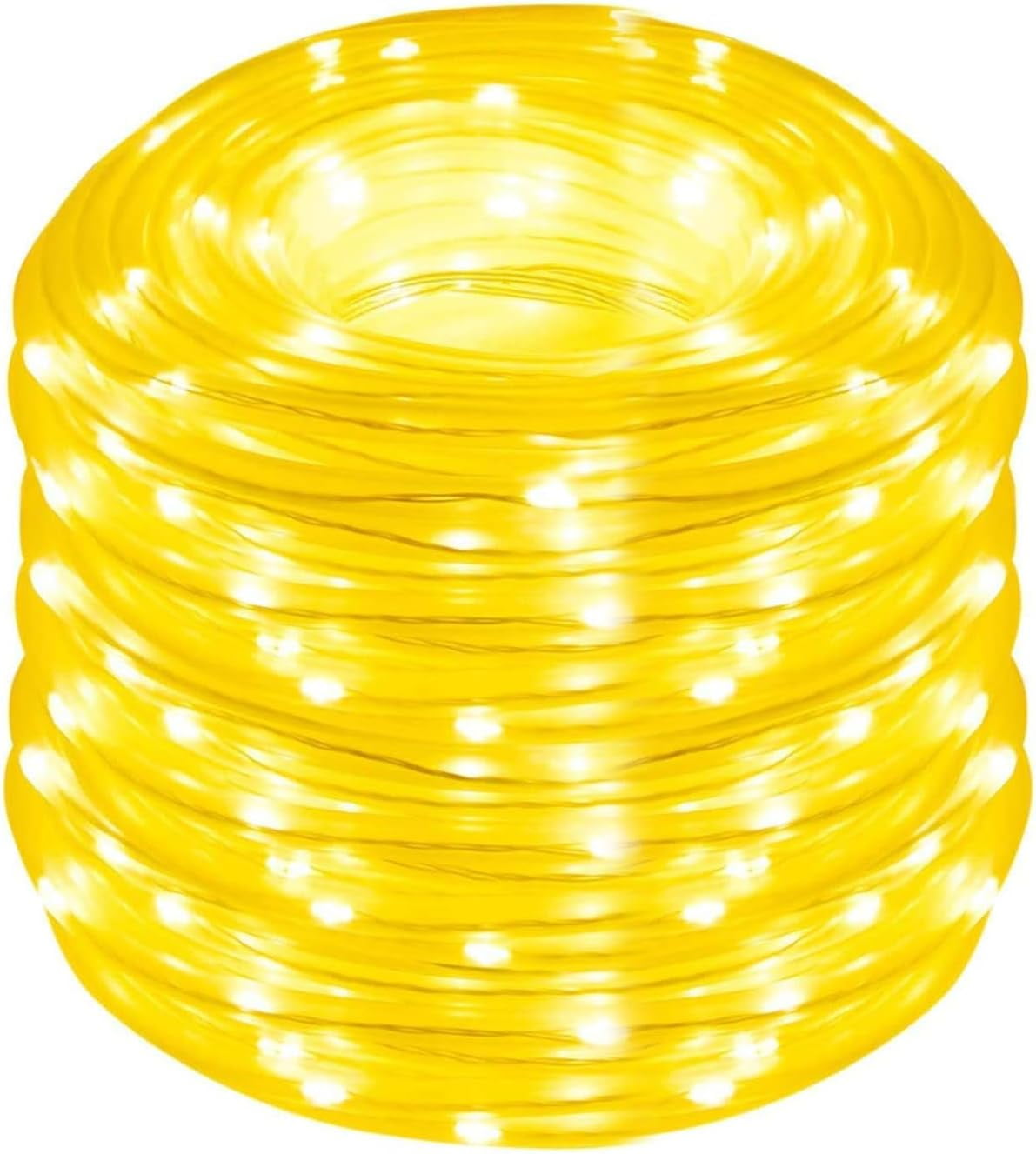 Plug in Rope Lights, 50 LEDs 23ft Waterproof Outdoor String Lights, Warm White Steady Light Copper Wire for Garden, Fence, Party, Wedding Decoration