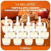 LA BELLEF E PlugIns Refill Scented Oil Refills - 12 Count for Electric Diffusers | Pumpkin, Apple Cinnamon, Cinnamon Roll & Salted Caramel Cream