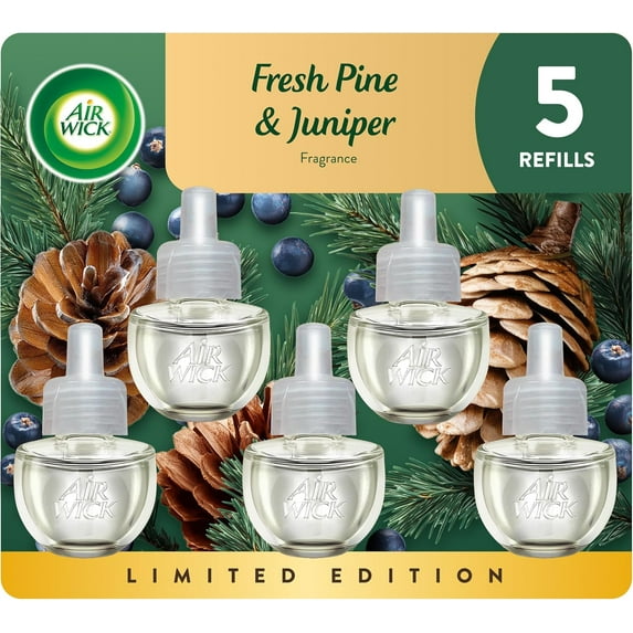 Plug in Scented Oil Refill, 5 ct, Fresh Pine and Juniper, Air Freshener, Essential Oils, Fall Scent, Fall decor