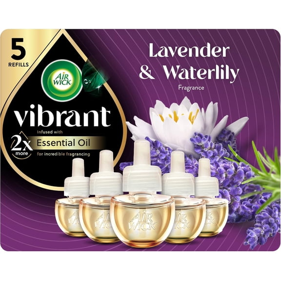 Plug in Scented Oil Refill, 5ct, Lavender & Waterlily, Air Freshener, Essential Oils