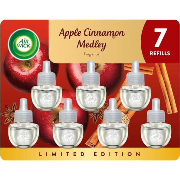 Plug in Scented Oil Refill, 7ct, Apple Cinnamon Medley, Fall Scent, Essential Oils, Air Freshener