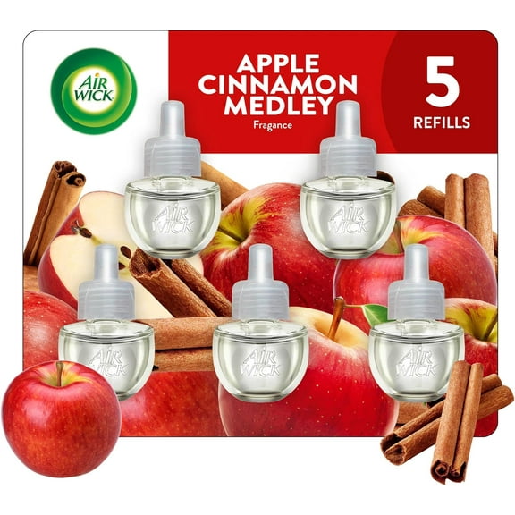 Plug in Scented Oil Refill, Apple Cinnamon Medley, 5ct, Air Freshener, Essential Oils