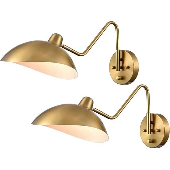 Plug-in Wall Sconce Gold Swing Arm Wall Lamp with on/Off Switch for Bedroom