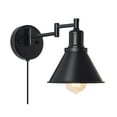 Plug in Wall Sconce, Swing Arm Wall Lamp, Black Vintage Industrial Wall