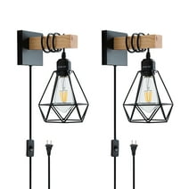 Plug in Wall Sconces Set of 2 Black Plug in Wall Light Fixtures Industrial Farmhouse Wall Sconces Light