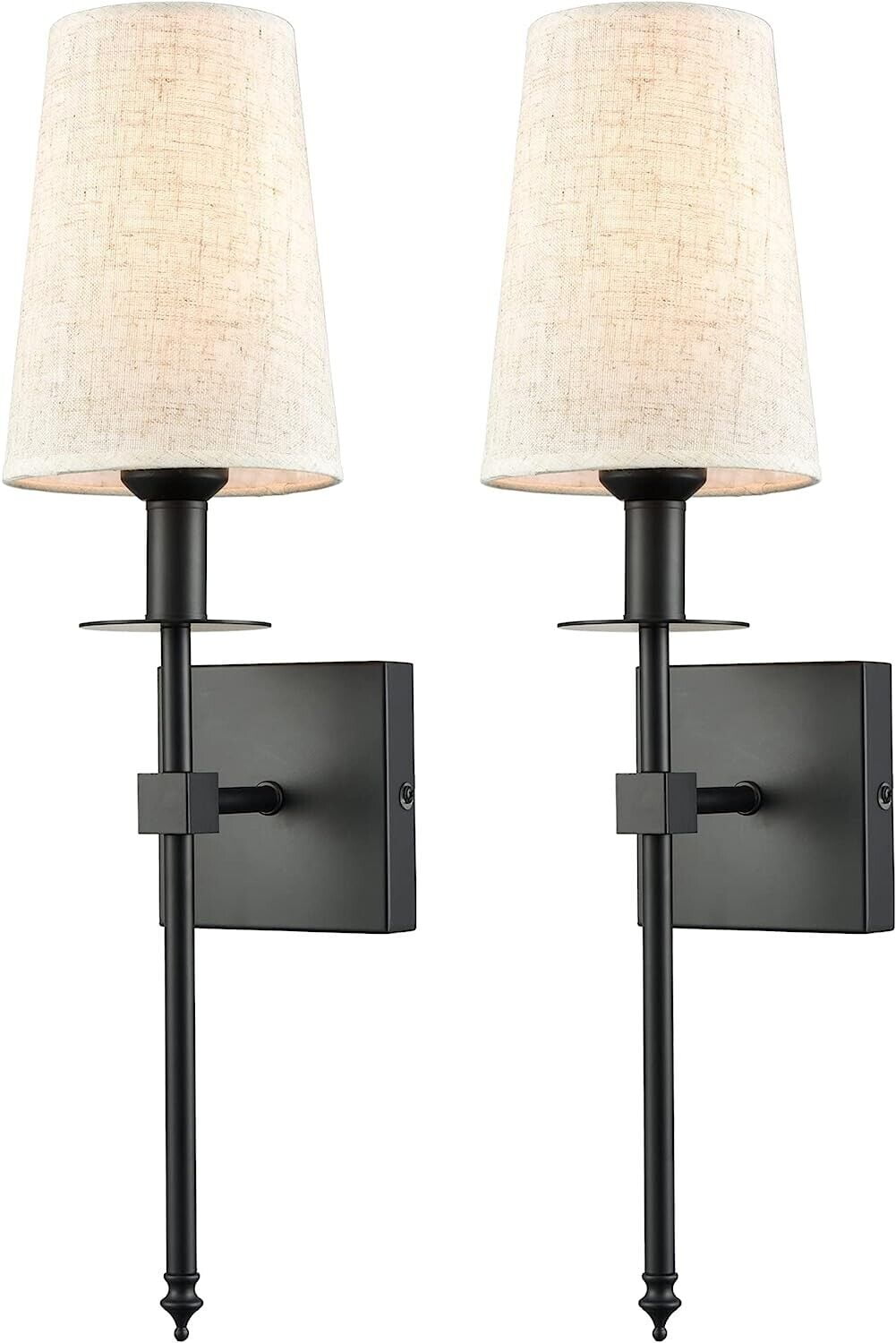 Plug in Wall Sconces Set of 2 Modern Farmhouse Wall Sconces with Fabric ...