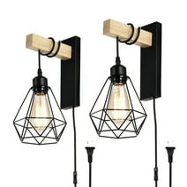 Plug in Wall Sconces Set of 2 Wall Light Fixtures Black Industrial Farmhouse Wall Sconces Light Fixtures