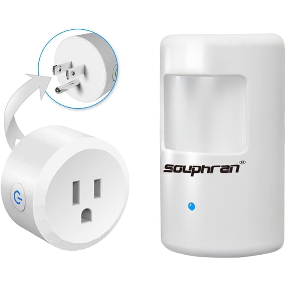 Plug-in Wireless Motion Activated Light Control, No Wi, 130 Ft RF Range, Adjustable Detection Range, Always-on Timer and Light Sensor, Motion Detector and Plug Set
