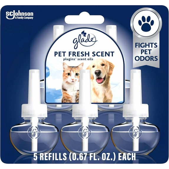 PlugIns Refills Air Freshener Pet Fresh Scent Scented and Essential Oils for Home and Bathroom 0.67 Fl Oz 5 Count