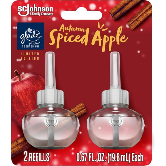 PlugIns Refills Air Freshener, Scented and Essential Oils for Home and Bathroom, Autumn Spiced Apple, 1.34 Fl Oz, 2 Count