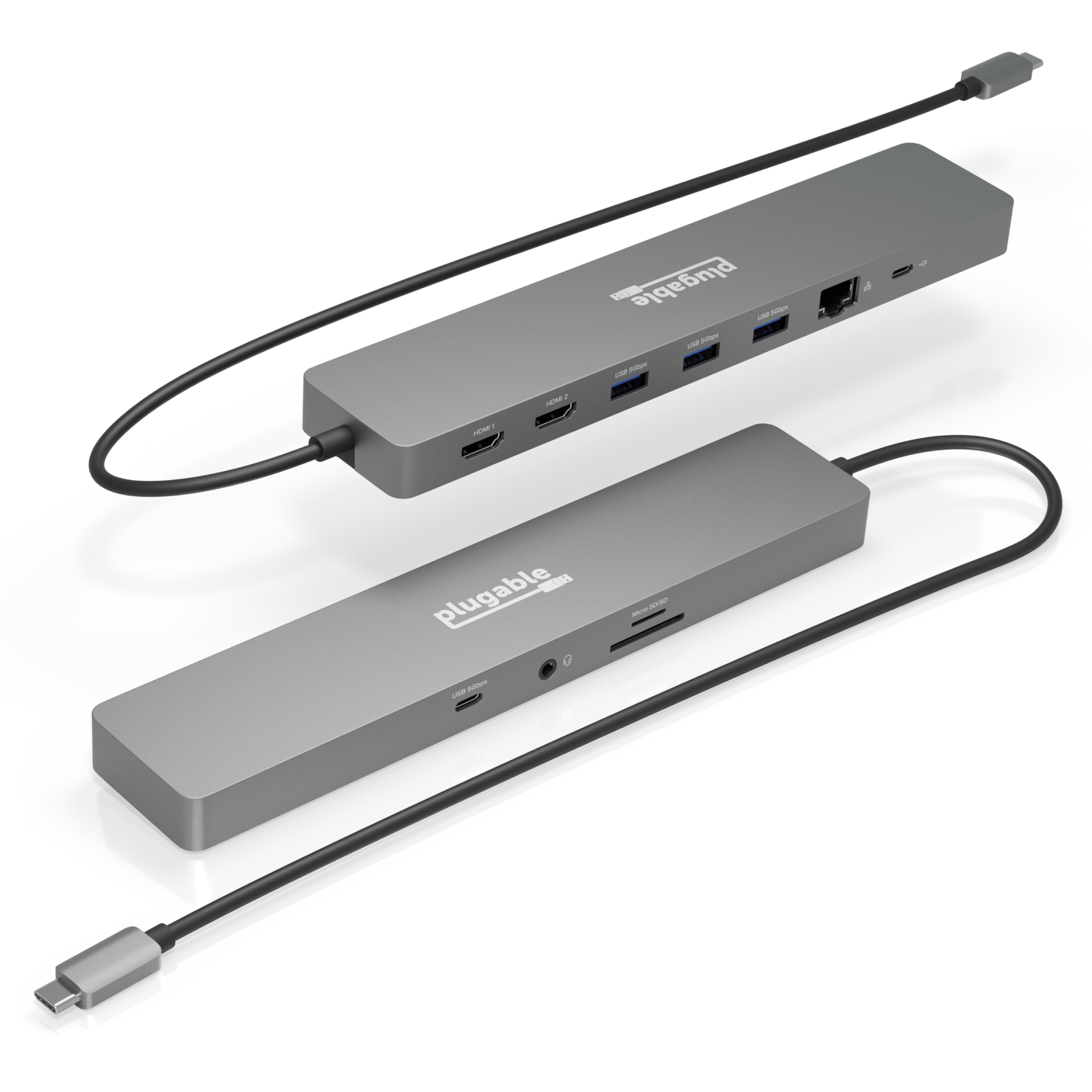 Plugable 11-in-1 USB-C Docking Station, 100W Pass-through Charging, Dual Monitor with 4K 60Hz HDMI, Compatible with Thunderbolt, USB-C Windows, Chromebooks, Displays Mirrored on Mac - image 1 of 7
