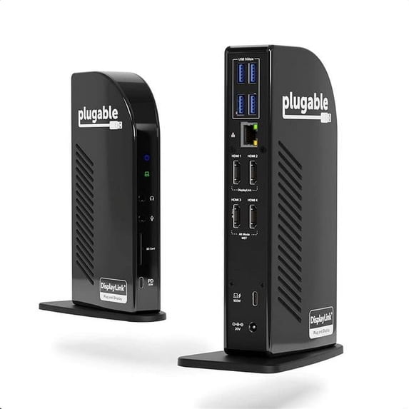 Plugable 14-in-1 USB C Docking Station with 4x HDMI, Quad Dock with 100W Charging