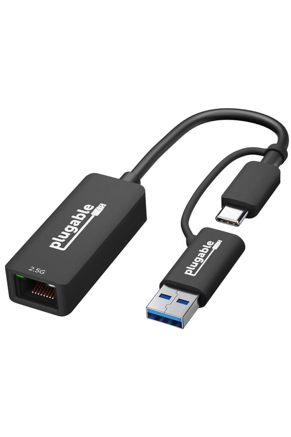 2.5G USB C and USB to Ethernet Adapter, 2-in-1 Adapter Compatible with USB-C Thunderbolt 3 or USB 3.0, USB-C to RJ45 2.5 Gigabit LAN Ethernet, Compatible with Mac and Windows