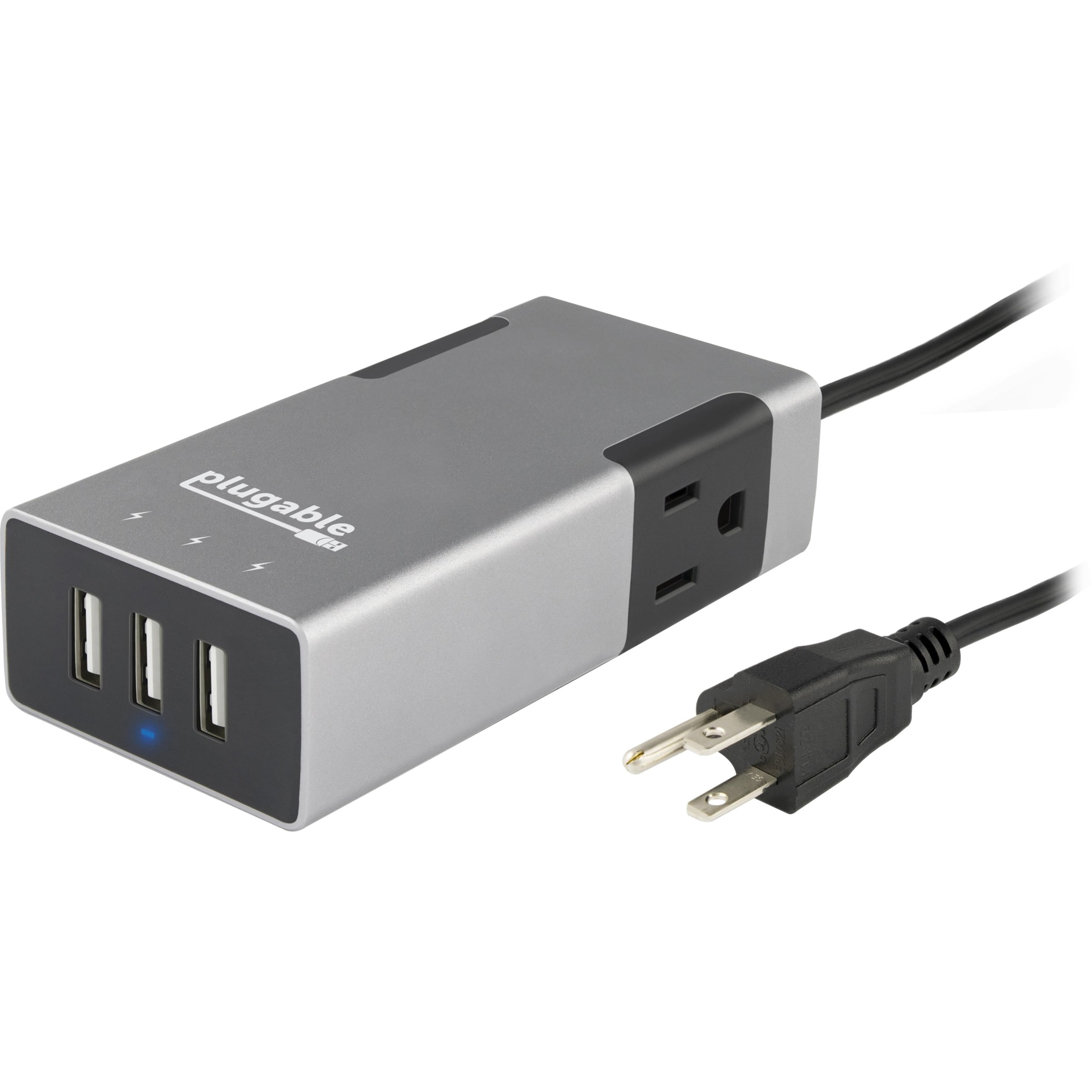 Plugable 2-Outlet Travel Power Strip with Built-In 3-Port 20W USB ...