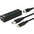 thumbnail image 1 of Plugable USB Hub with Ethernet, 3 port USB 3.0 Bus Powered Hub with Gigabit Ethernet, 1 of 7