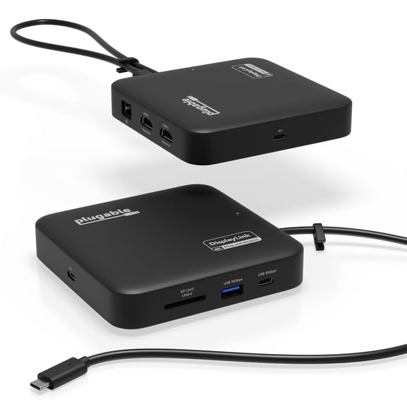 Plugable 7-in-1 USB C Docking Station Dual Monitor, Dual HDMI Dock is Compatible with Mac and Windows