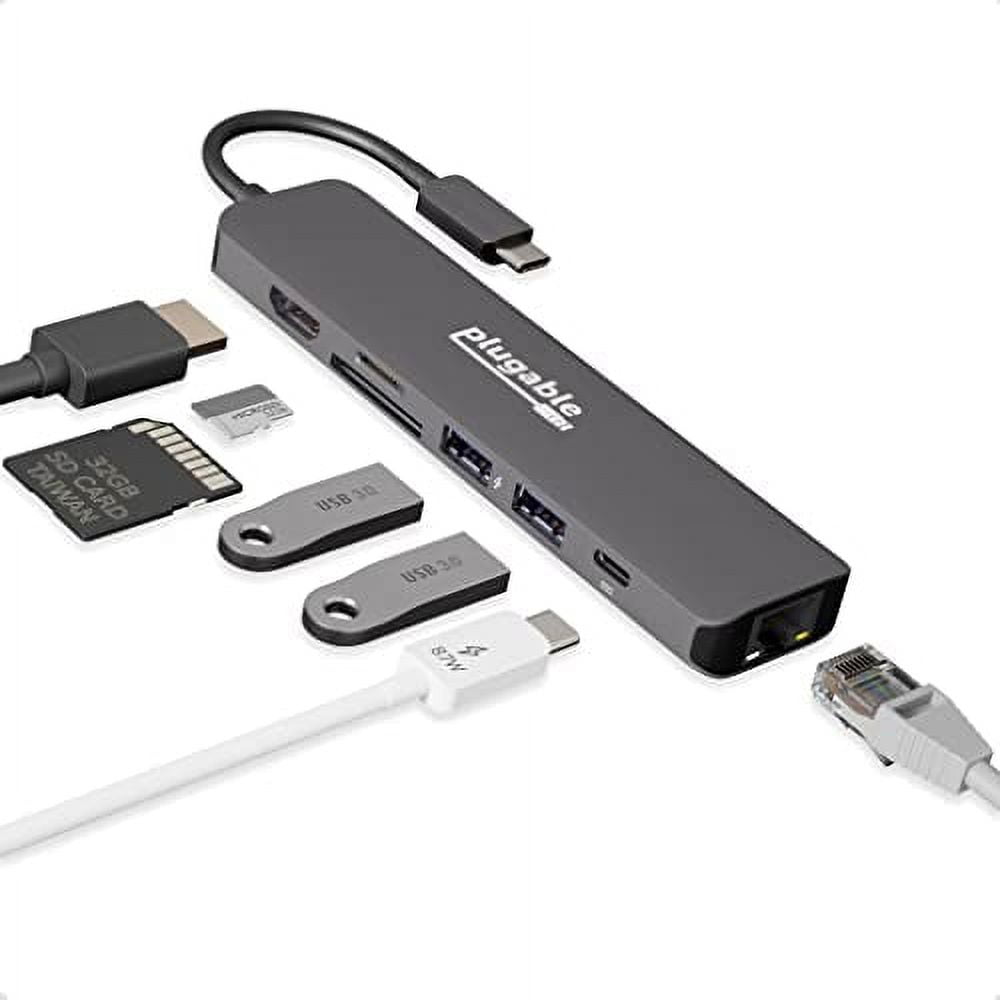 Plugable 7in1 USB C Hub Multiport Adapter with Driverless