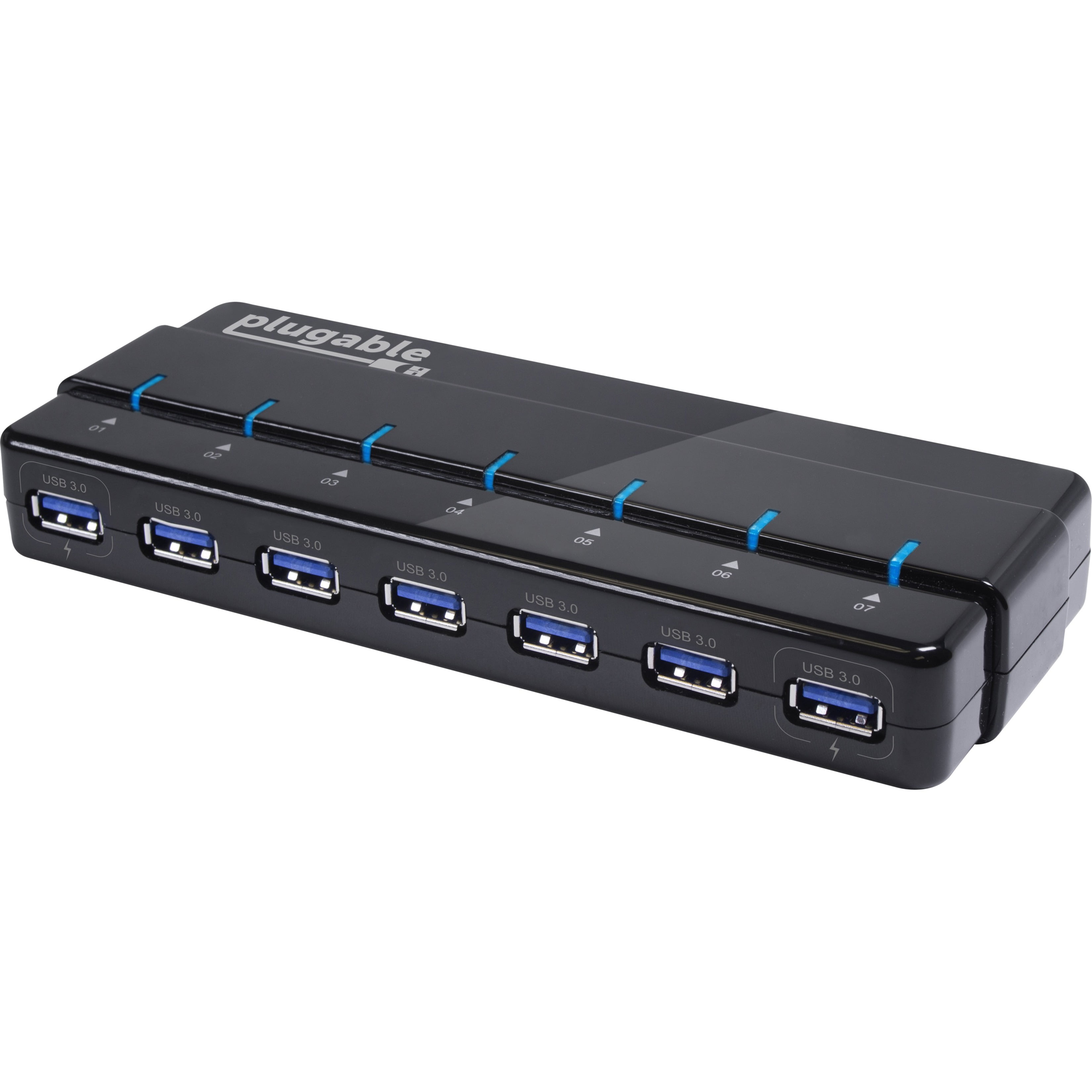Plugable 7 port USB 3.0 hub - 25W Powered USB HUB with Two BC 1.2 Charging  ports for Android, Apple iOS, and Windows Mobile Devices 