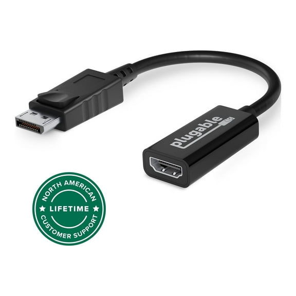 Plugable Active DisplayPort to HDMI Adapter - Connect any DisplayPort-Enabled PC or Tablet to an HDMI Enabled Monitor, TV or Projector for Ultra-HD Video Streaming (HDMI 2.0 up to 4K 3840x2160 @60Hz)