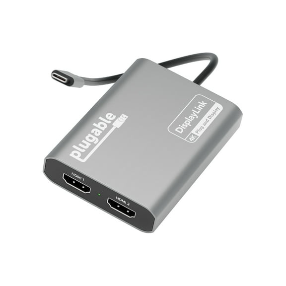 Plugable USB C to HDMI Adapter, Dual Monitor 4K 60Hz for Apple Mac M1/M2/M3, DisplayLink Multiple Displays for Thunderbolt Macbook or iMac, Driver Required (USBC-6950M)