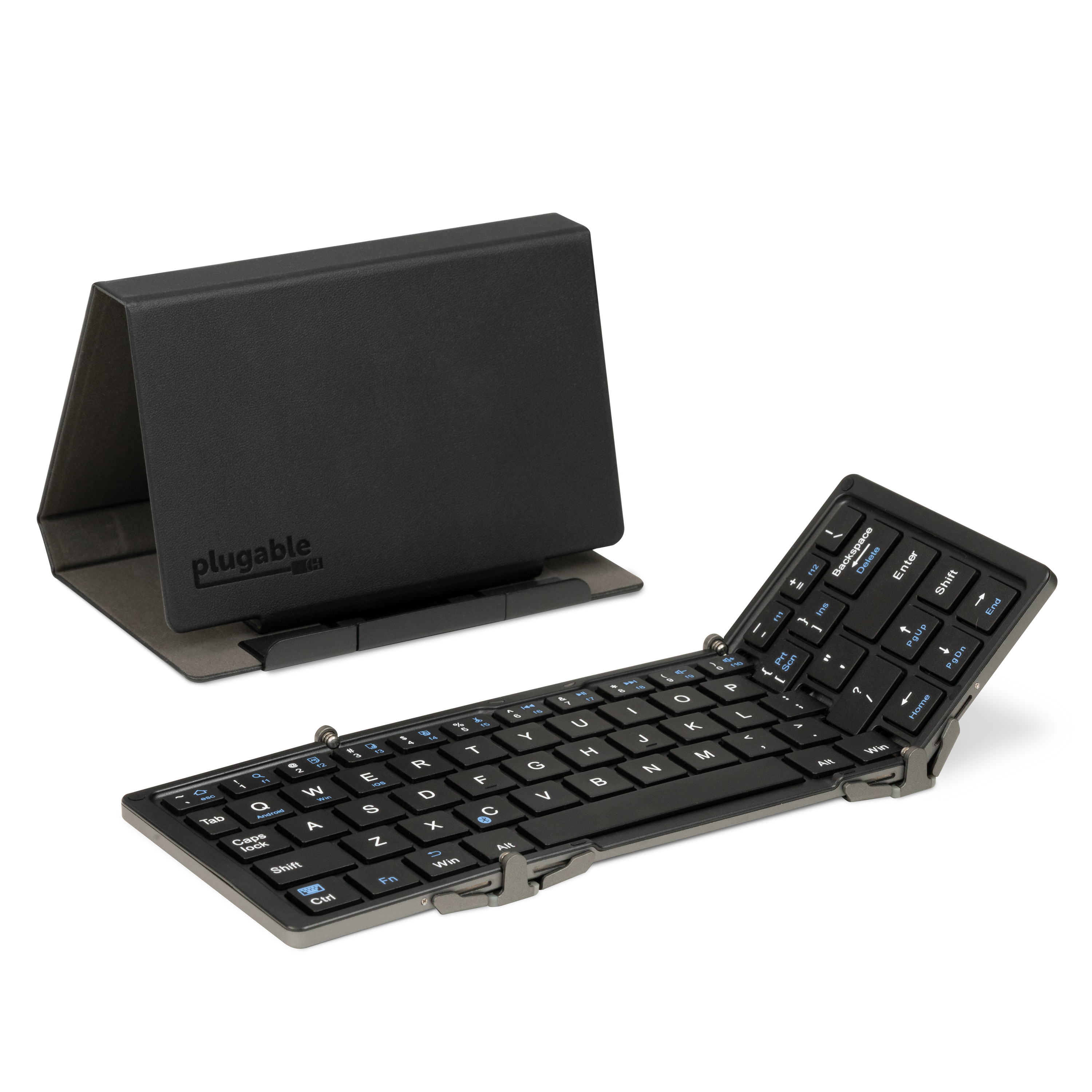 Plugable Foldable Bluetooth Keyboard Compatible with iPad, iPhones, Android, and Windows, Compact Multi-Device Keyboard, Wireless and Portable with Included Stand for iPad/iPhone (10 inches) - image 1 of 9