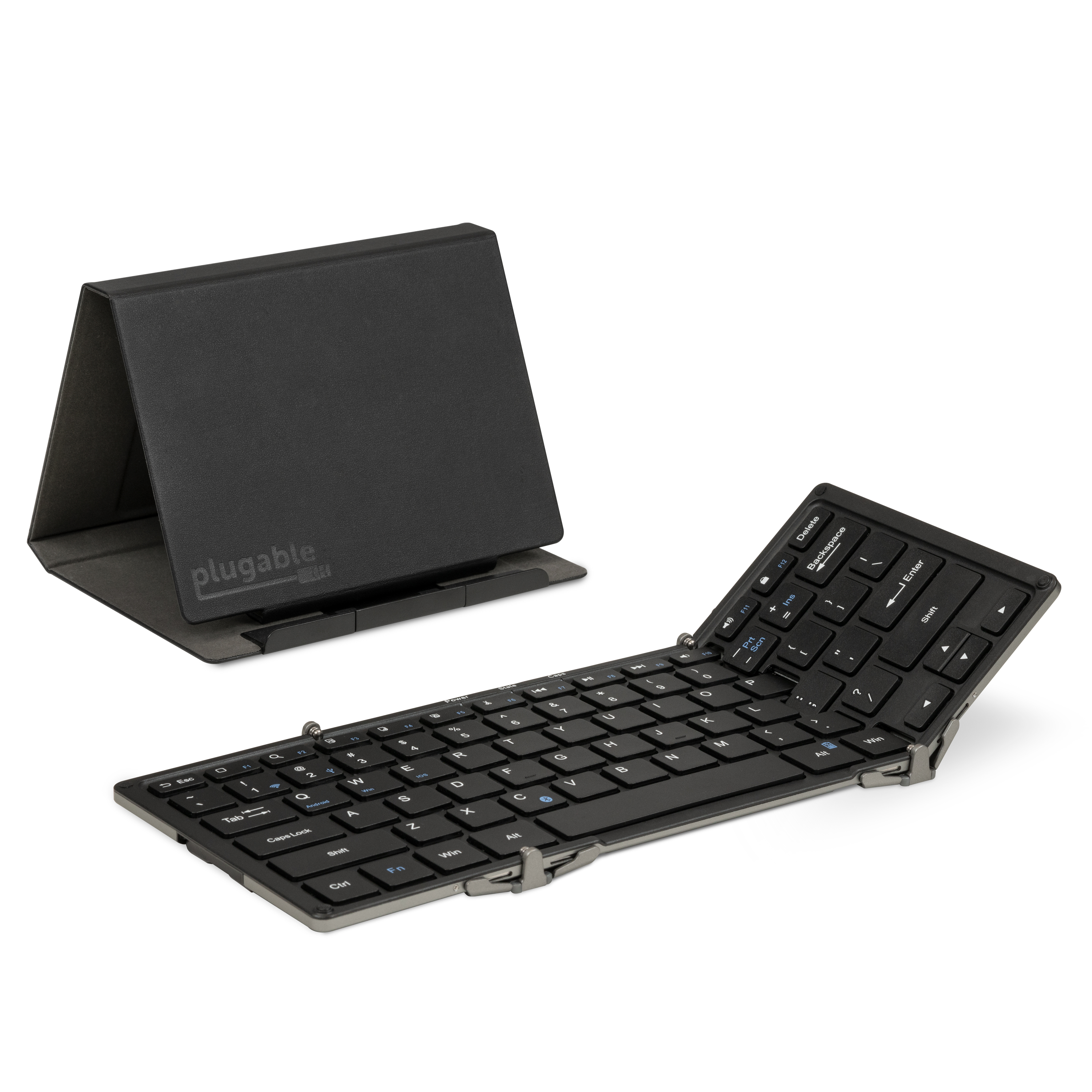 Plugable Foldable Bluetooth Keyboard Compatible with iPad, iPhones, Android, and Windows, Full-Size Multi-Device Keyboard, Wireless and Portable with Included Stand for iPad/iPhone (11.5 inches) - image 1 of 8