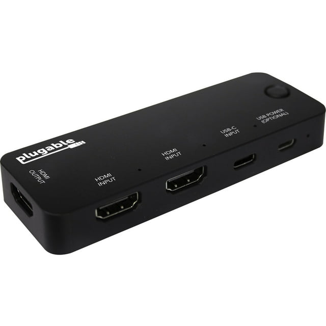 Plugable HDMI Switch with USB-C Input (Supports 2x HDMI 2.0 4K@60Hz Sources and 1x USB C or Thunderbolt 3 Source)