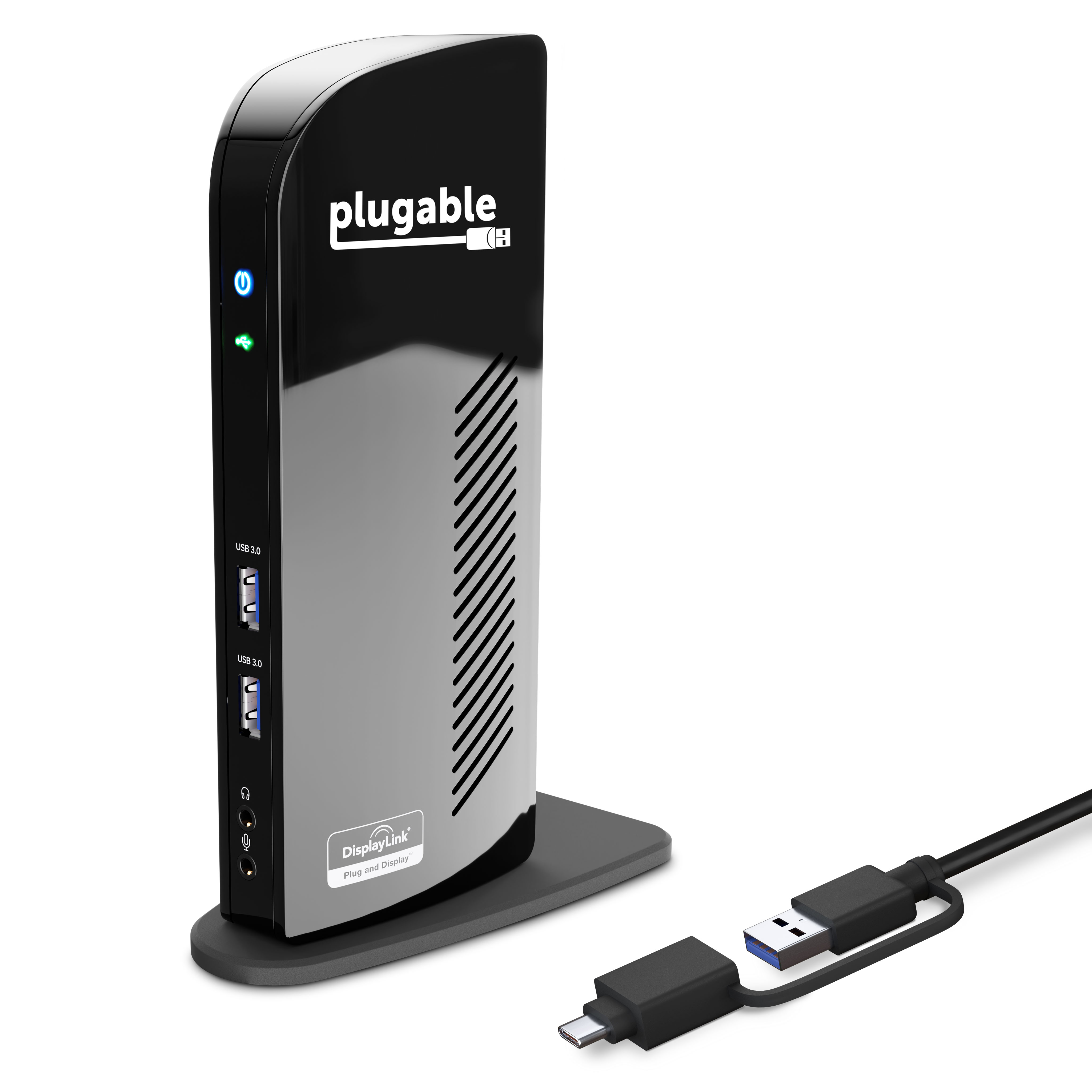 Plugable Laptop Docking Station Dual Monitor for USB-C or USB 3.0, Compatible with Windows and Mac, (Dual HDMI, 6x USB Ports, Gigabit Ethernet, Audio) - image 1 of 7