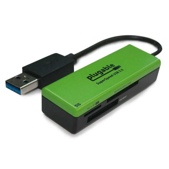 Plugable SuperSpeed USB 3.0 Flash Memory Card Reader for Windows, Mac, Linux, and Certain Android Systems - Supports SD, SDHC, SDXC, Micro SD \ T-Flash, MS, MS Pro Duo, MMC, and More