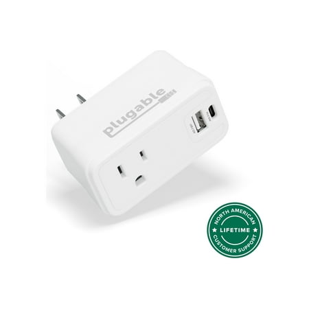 Plugable Wall Outlet Extender with 1x USB-C and 1x USB, 32W USB C Charger Block