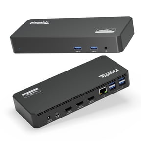 Plugable USB C Triple Display Docking Station with Laptop Charging, for Thunderbolt, USB4, or USB C Systems, Compatible with Windows, macOS, ChromeOS laptops