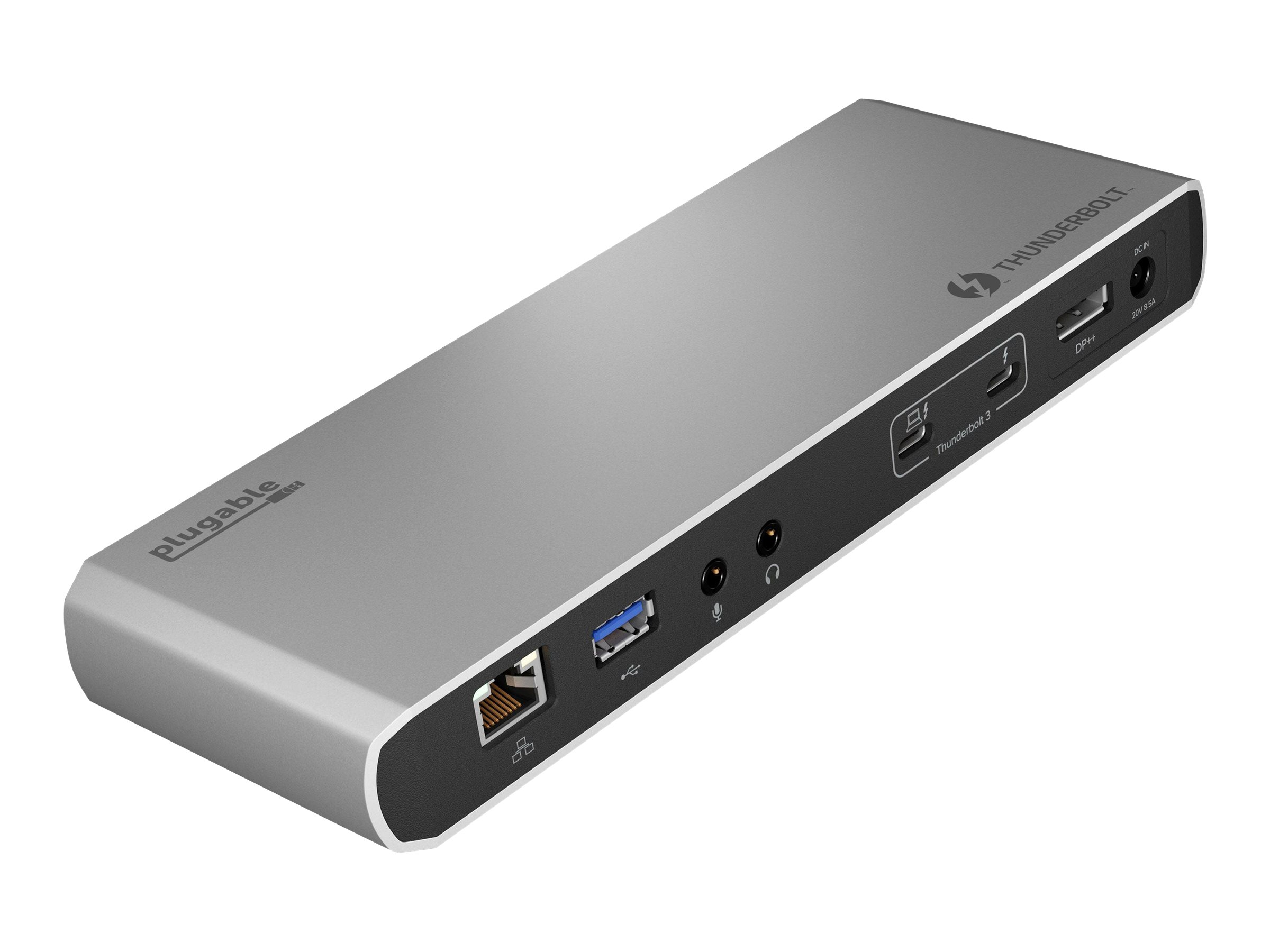 Plugable Thunderbolt 3 Dock Compatible with MacBook Pro and Thunderbolt 3 PCs (4K DisplayPort or HDMI, 1Gb Ethernet, Audio, 3 USB Ports, 85W Charging) - image 1 of 8