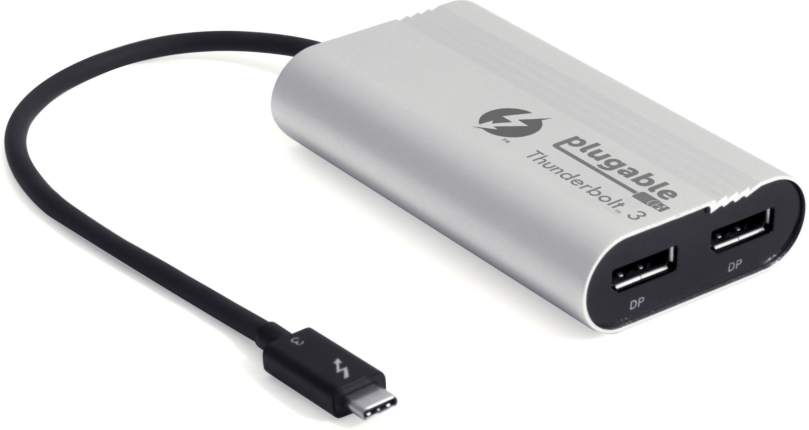Plugable Thunderbolt 3 to Dual DisplayPort Display Adapter Compatible with MacBook Pro Systems (2019\2018\2017), Project or Stream to up to 2x 4K 60Hz Monitors Or 1x 5K (Thunderbolt 3 Certified) - image 1 of 7