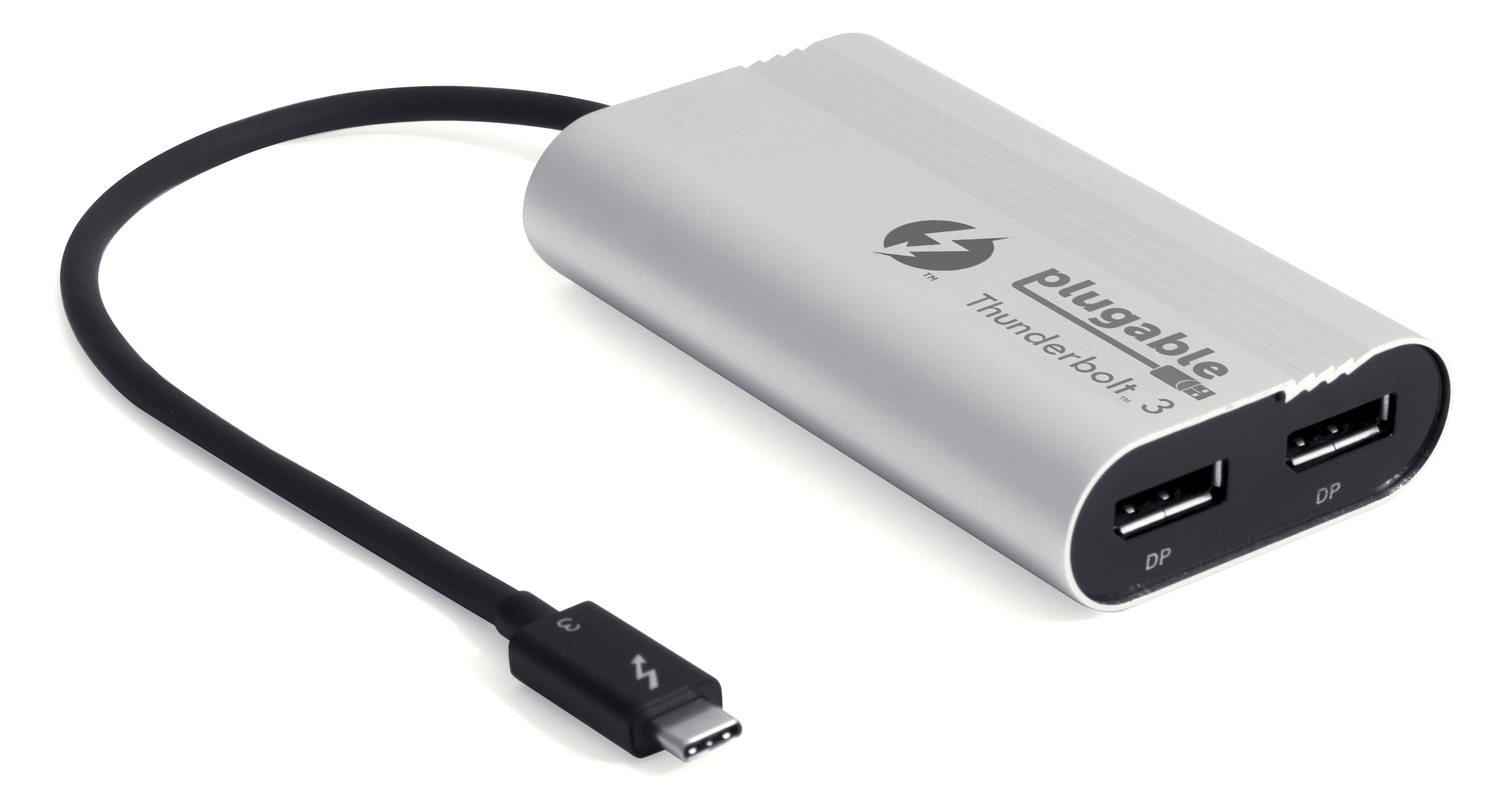 Plugable Thunderbolt 3 to Dual DisplayPort Output Display Adapter for Thunderbolt 3 Windows Systems (Windows Only, Not Mac Compatible, Supports Two 4K 60Hz Monitors Or One 5K). - image 1 of 6