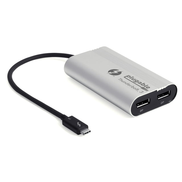 Plugable Thunderbolt 3 to Dual DisplayPort Output Display Adapter for Thunderbolt 3 Windows Systems (Windows Only, Not Mac Compatible, Supports Two 4K 60Hz Monitors Or One 5K).