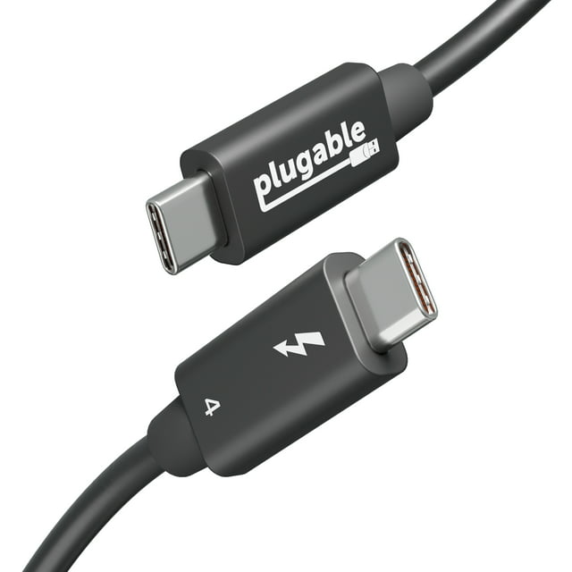 Plugable Thunderbolt 4 Cable with 240W Charging, Thunderbolt Certified, 3.3 Feet (1M),1x 8K Display, 40 Gbps, Compatible with USB4, Thunderbolt 3, USB-C