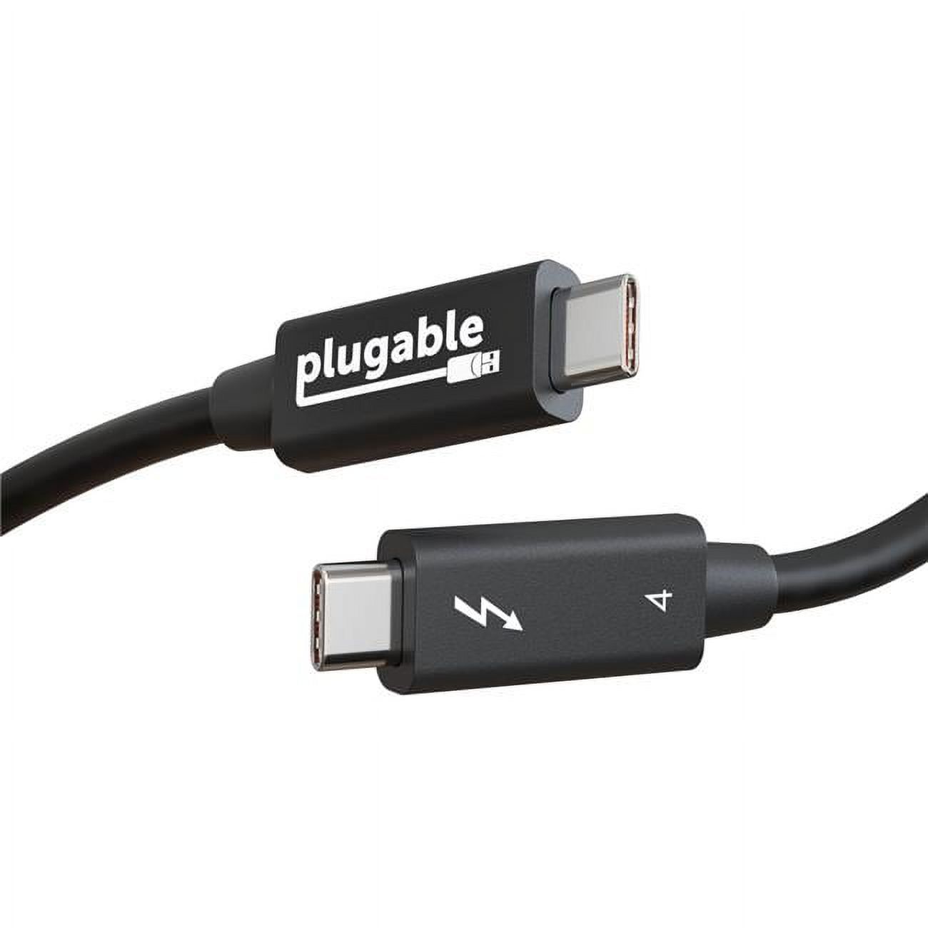 Plugable Thunderbolt 4 Cable [Thunderbolt Certified] 3.2ft USB4 Cable with 100W Charging, Single 8K or Dual 4K Displays, 40Gbps Data Transfer, Compatible with Thunderbolt 4, USB4, Thunderbolt 3, USB-C - image 1 of 7