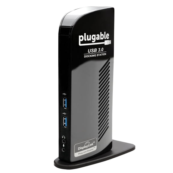 Plugable UD-3000 USB 3.0 SuperSpeed Universal Docking Station for Windows 8.1, 8, 7, XP (HDMI and DVI/ VGA to 2048x1152, Gigabit Ethernet, Audio, 2 USB 3.0 Ports, 4 USB 2.0 Ports, 20W Power Adapter)